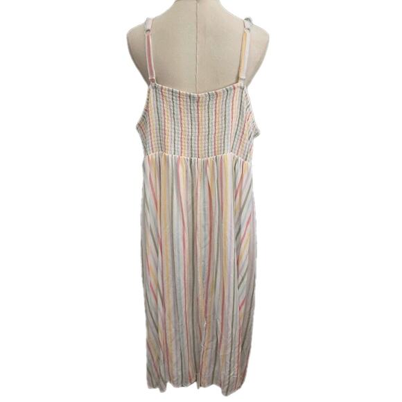 TORRID Challis Smocked Tiered Dress White Multicolor Striped Boho MIDI Size 4X - Picture 6 of 9